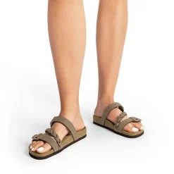 Adjustable Vegan Leather Slide Sandals