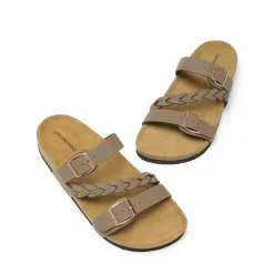 Adjustable Vegan Leather Slide Sandals
