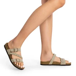 Adjustable Vegan Leather Slide Sandals