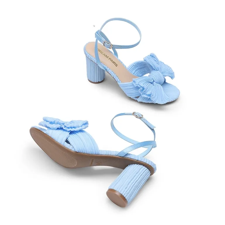 Ankle Strap Bow Block Heel Sandals