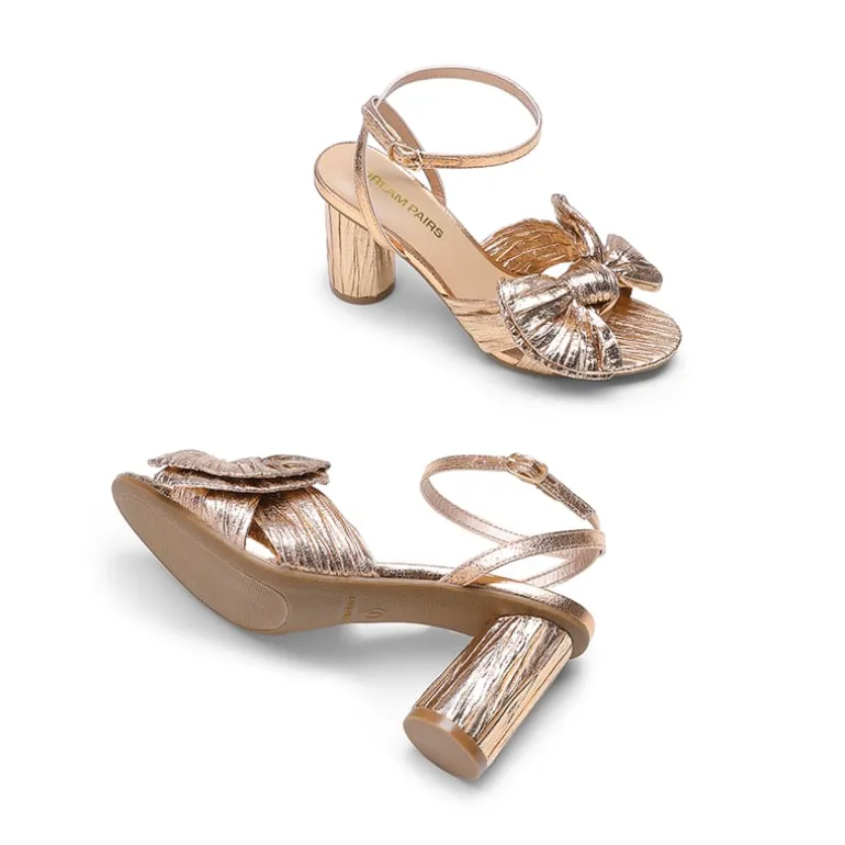 Ankle Strap Bow Block Heel Sandals