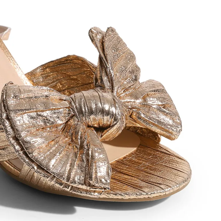 Ankle Strap Bow Block Heel Sandals