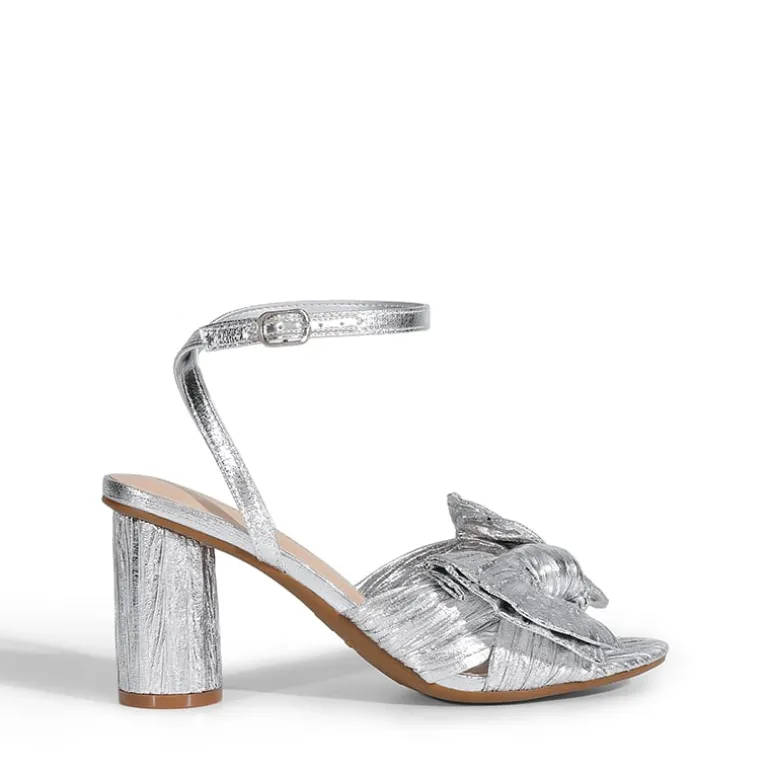 Ankle Strap Bow Block Heel Sandals