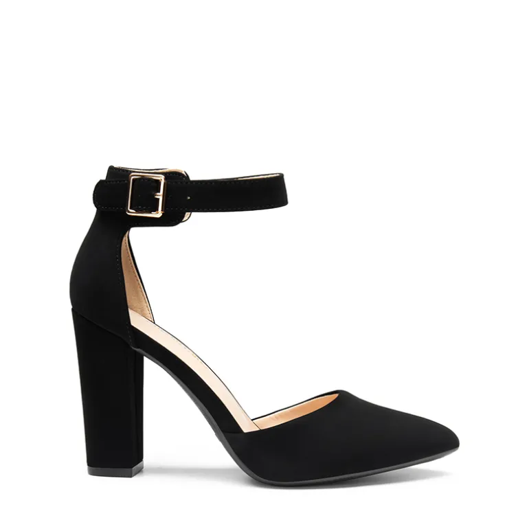 Ankle-Strap Chunky High Heel Pumps