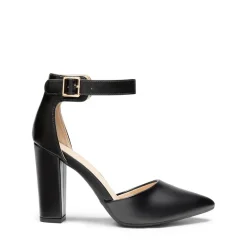 Ankle-Strap Chunky High Heel Pumps