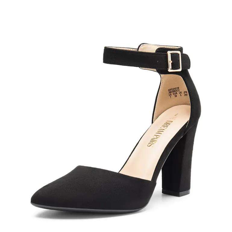 Ankle-Strap Chunky High Heel Pumps