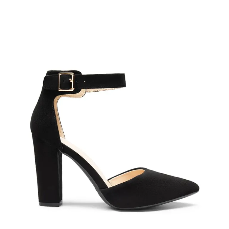Ankle-Strap Chunky High Heel Pumps