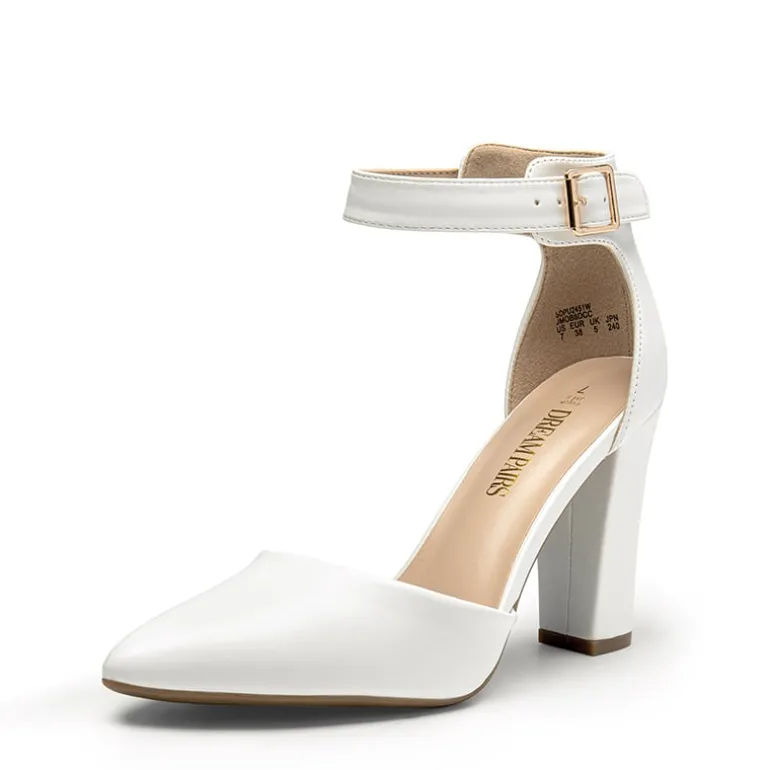 Ankle-Strap Chunky High Heel Pumps