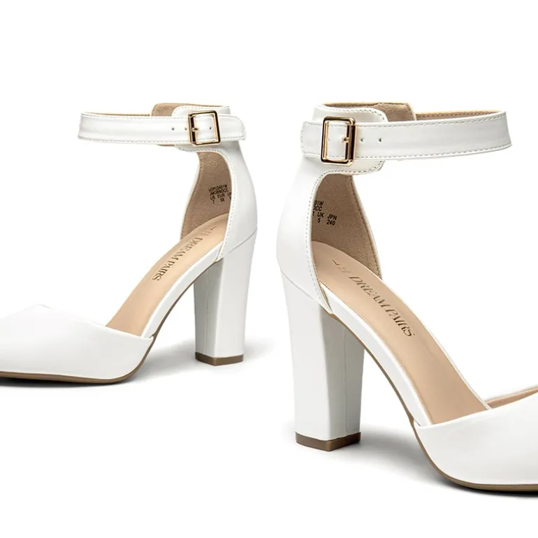 Ankle-Strap Chunky High Heel Pumps