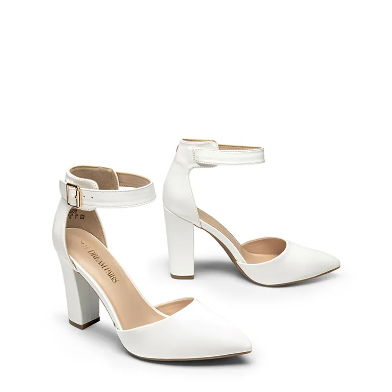 Ankle-Strap Chunky High Heel Pumps