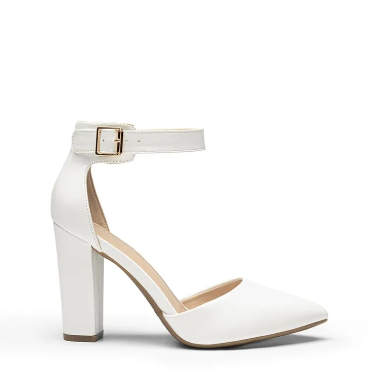 Ankle-Strap Chunky High Heel Pumps