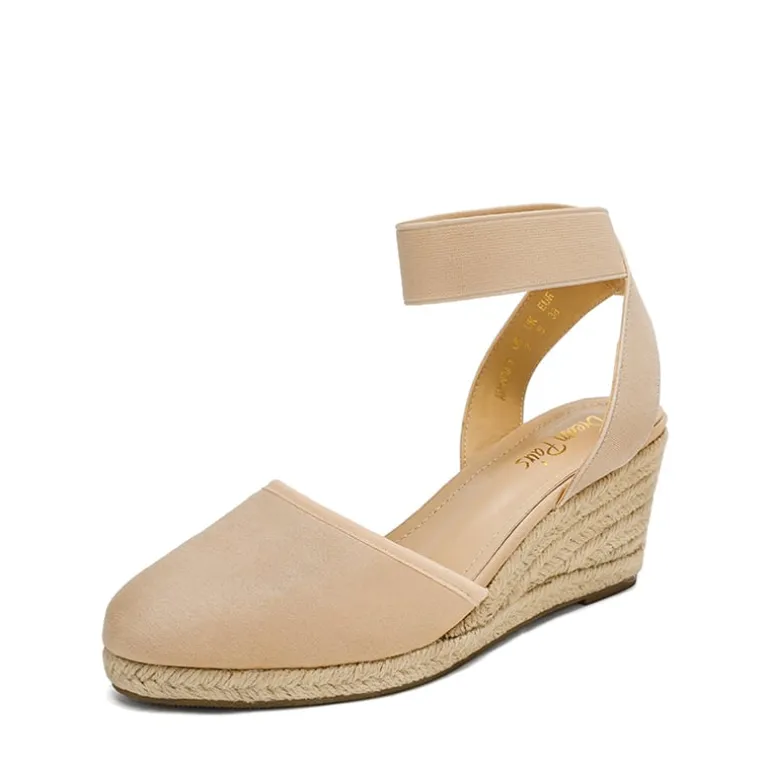 Ankle Strap Closed-Toe Espadrille Wedge Sandals