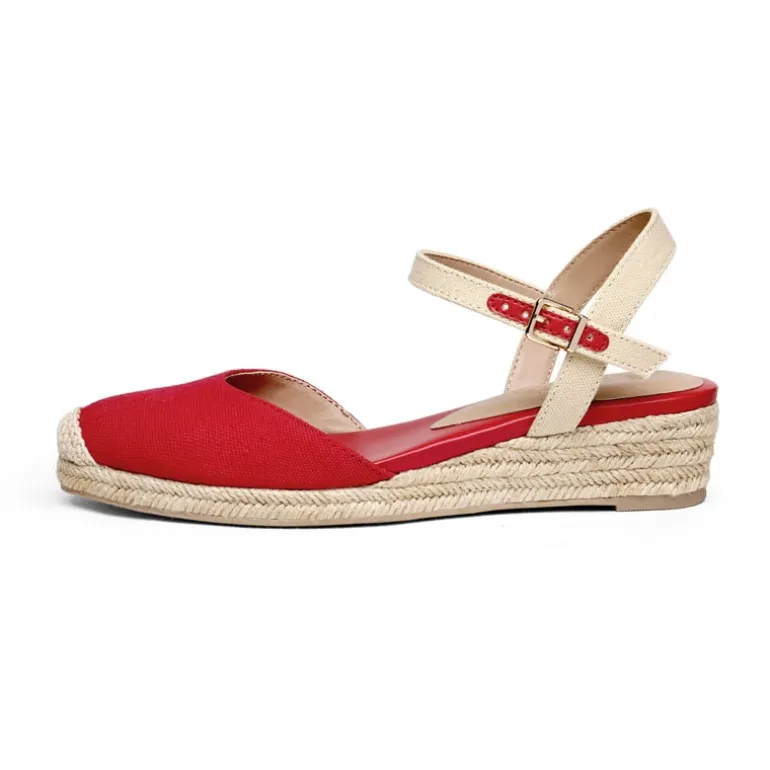 Ankle Strap Closed-Toe Espadrille Wedges