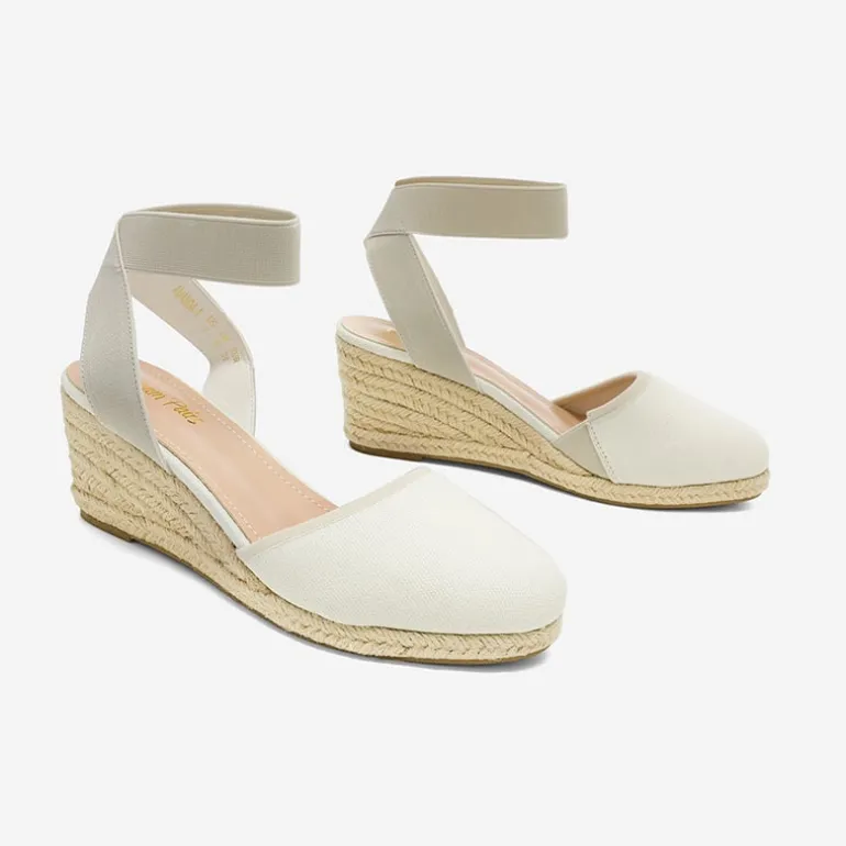 Ankle Strap Closed-Toe Espadrille Wedge Sandals