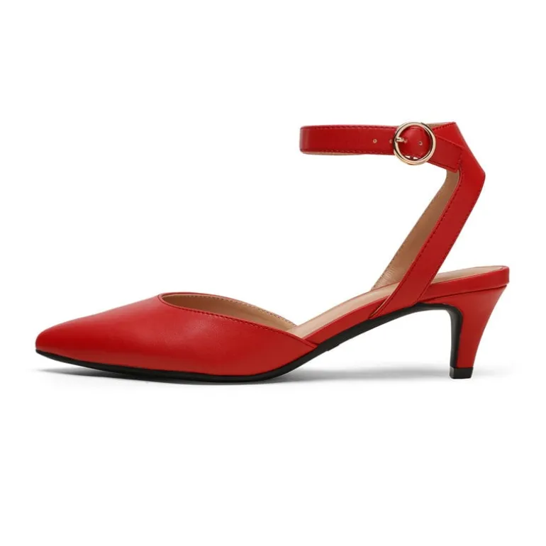 Ankle Strap Low Heel Pumps