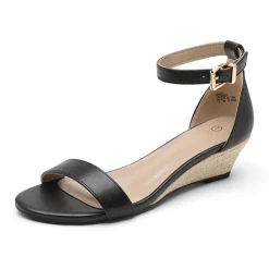 Ankle Strap Low Heel Wedge Sandals