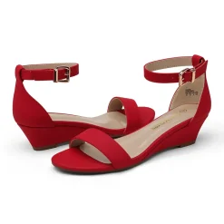 Ankle Strap Low Heel Wedge Sandals