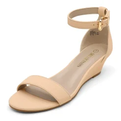 Ankle Strap Low Heel Wedge Sandals