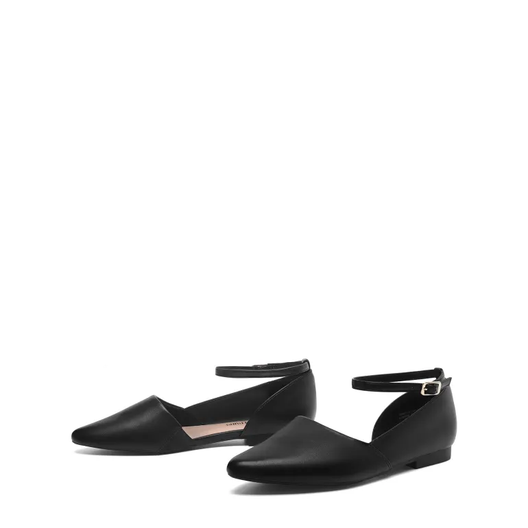Ankle-Strap Pointed Toe D'Orsay Flats