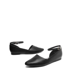 Ankle-Strap Pointed Toe D'Orsay Flats