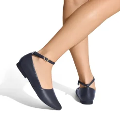 Ankle-Strap Pointed Toe D'Orsay Flats