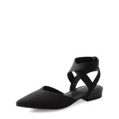 Ankle Strap Pointed Toe Flats With V-Cut Vamp