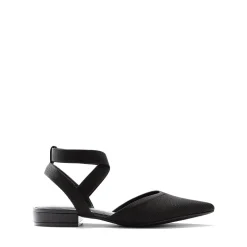 Ankle Strap Pointed Toe Flats With V-Cut Vamp