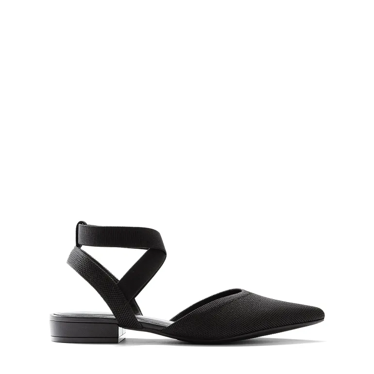 Ankle Strap Pointed Toe Flats With V-Cut Vamp