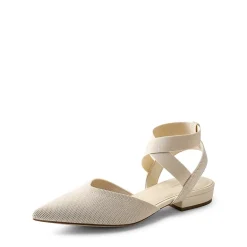Ankle Strap Pointed Toe Flats With V-Cut Vamp