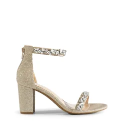 Ankle-Strap Rhinestone Chunky Heel Sandals