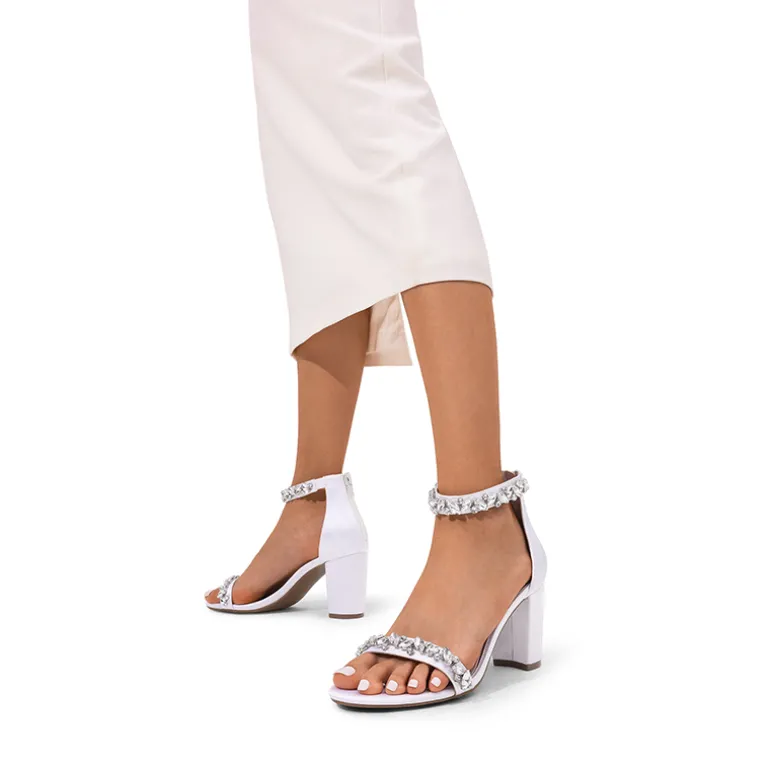 Ankle-Strap Rhinestone Chunky Heel Sandals