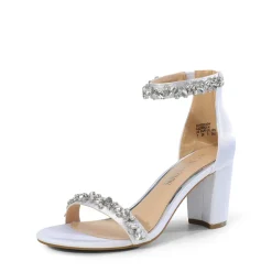 Ankle-Strap Rhinestone Chunky Heel Sandals