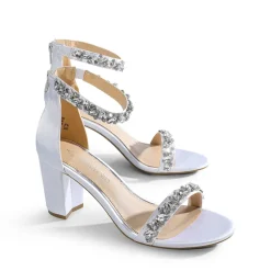 Ankle-Strap Rhinestone Chunky Heel Sandals