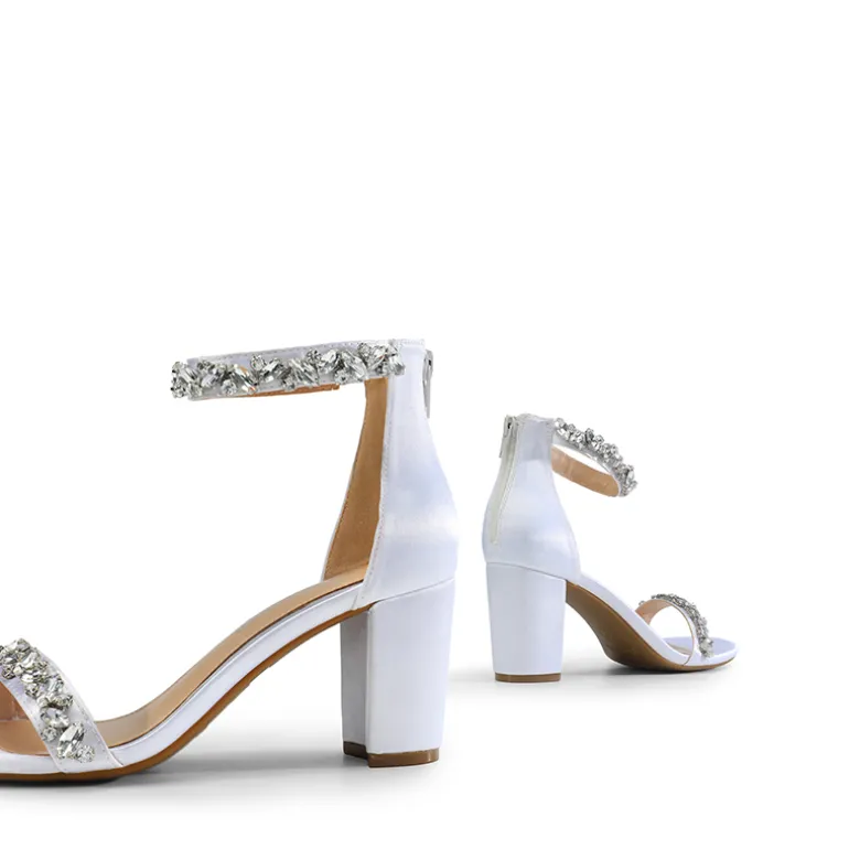 Ankle-Strap Rhinestone Chunky Heel Sandals