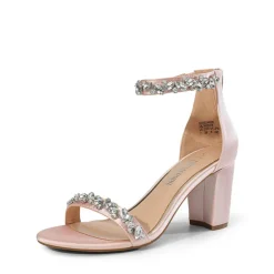 Ankle-Strap Rhinestone Chunky Heel Sandals