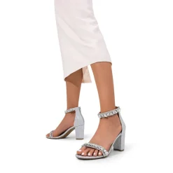 Ankle-Strap Rhinestone Chunky Heel Sandals