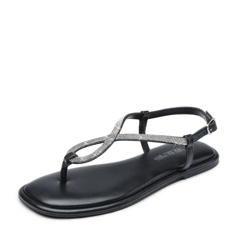 Ankle Strap Rhinestone Flat Sandals