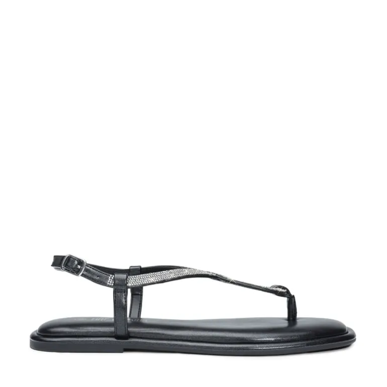 Ankle Strap Rhinestone Flat Sandals
