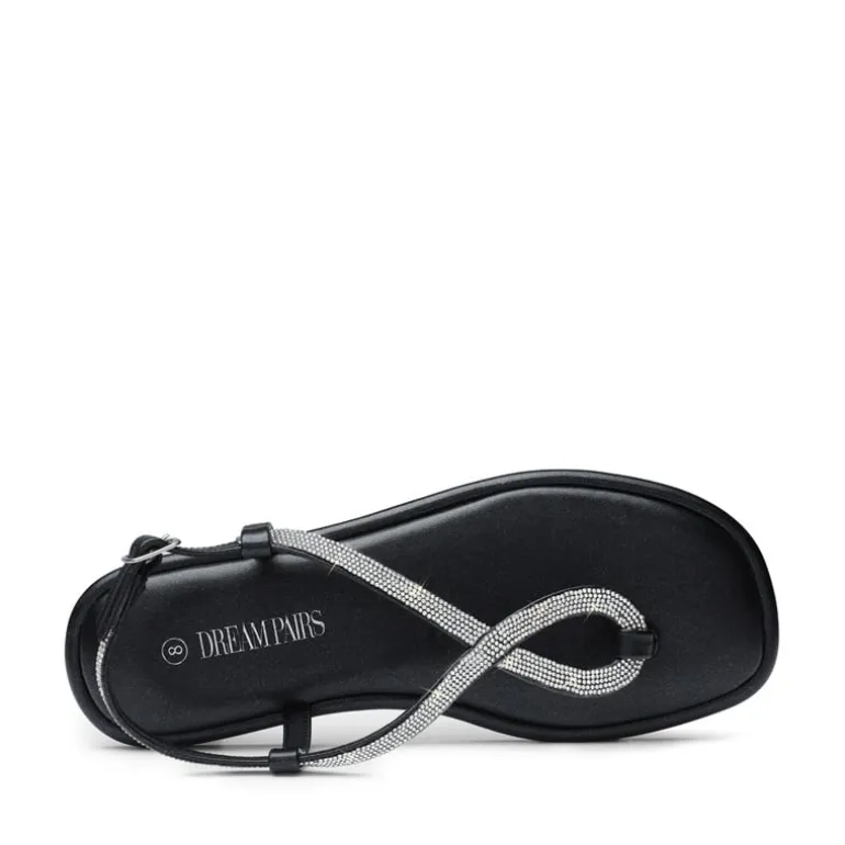 Ankle Strap Rhinestone Flat Sandals