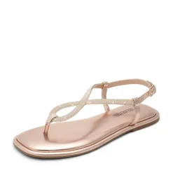 Ankle Strap Rhinestone Flat Sandals