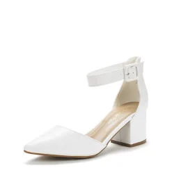 Annee Pointed Toe Low Chunky Heels Pump Shoes