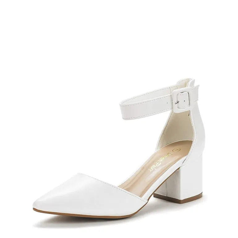 Annee Pointed Toe Low Chunky Heels Pump Shoes