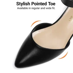 Annee Pointed Toe Low Chunky Heels Pump Shoes