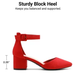 Annee Pointed Toe Low Chunky Heels Pump Shoes