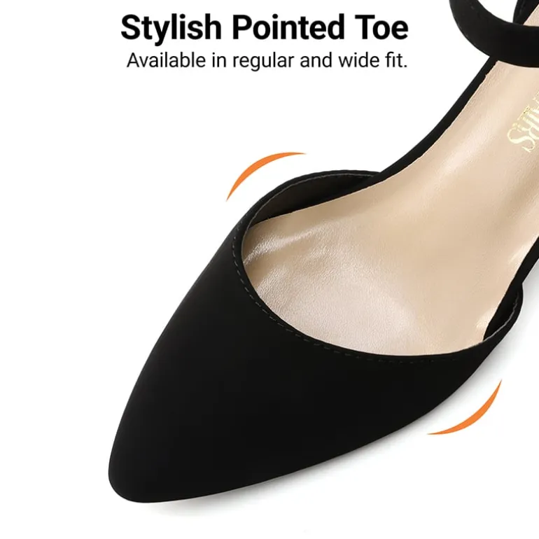 Annee Pointed Toe Low Chunky Heels Pump Shoes