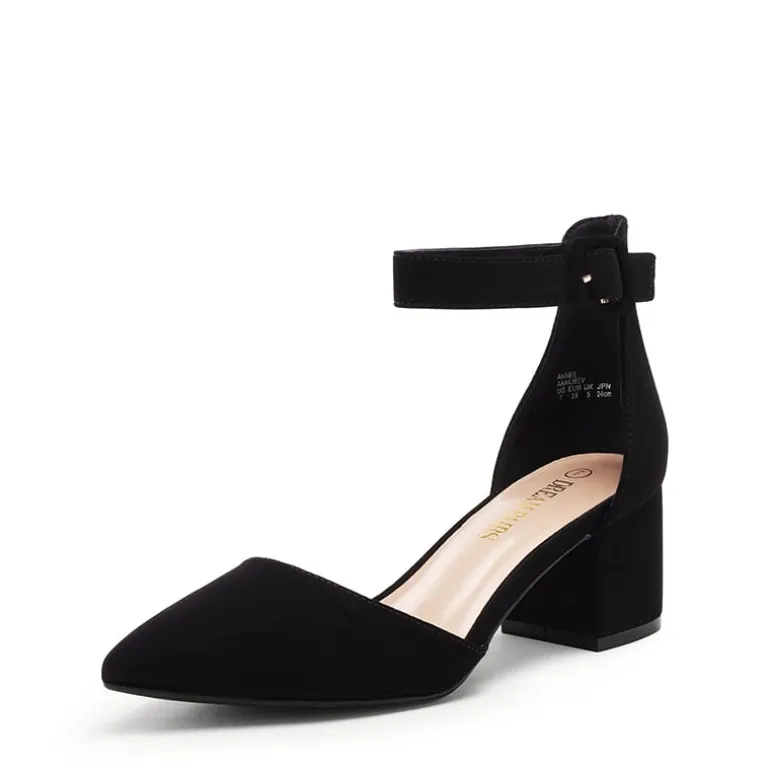 Annee Pointed Toe Low Chunky Heels Pump Shoes