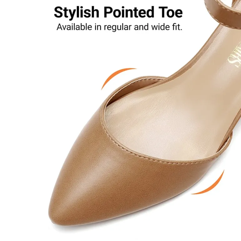 Annee Pointed Toe Low Chunky Heels Pump Shoes