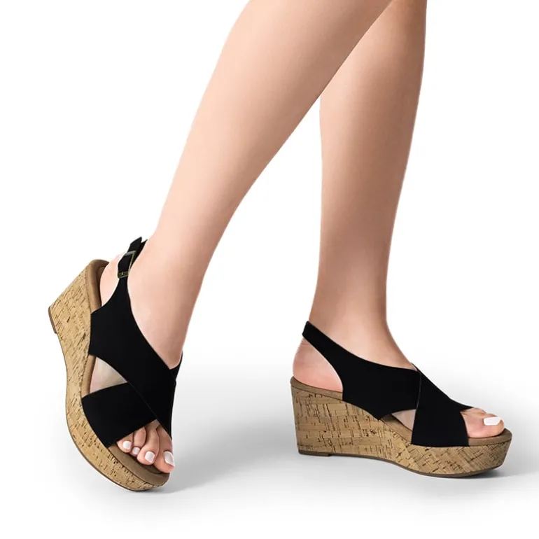 Arch Support Criss-cross Wedge Sandals