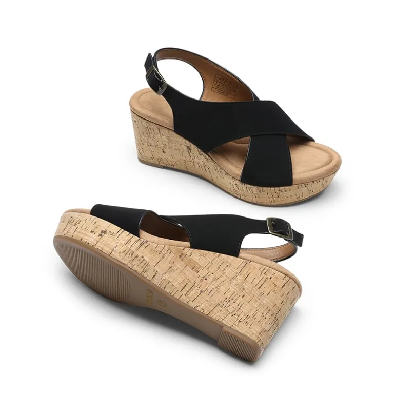 Arch Support Criss-cross Wedge Sandals