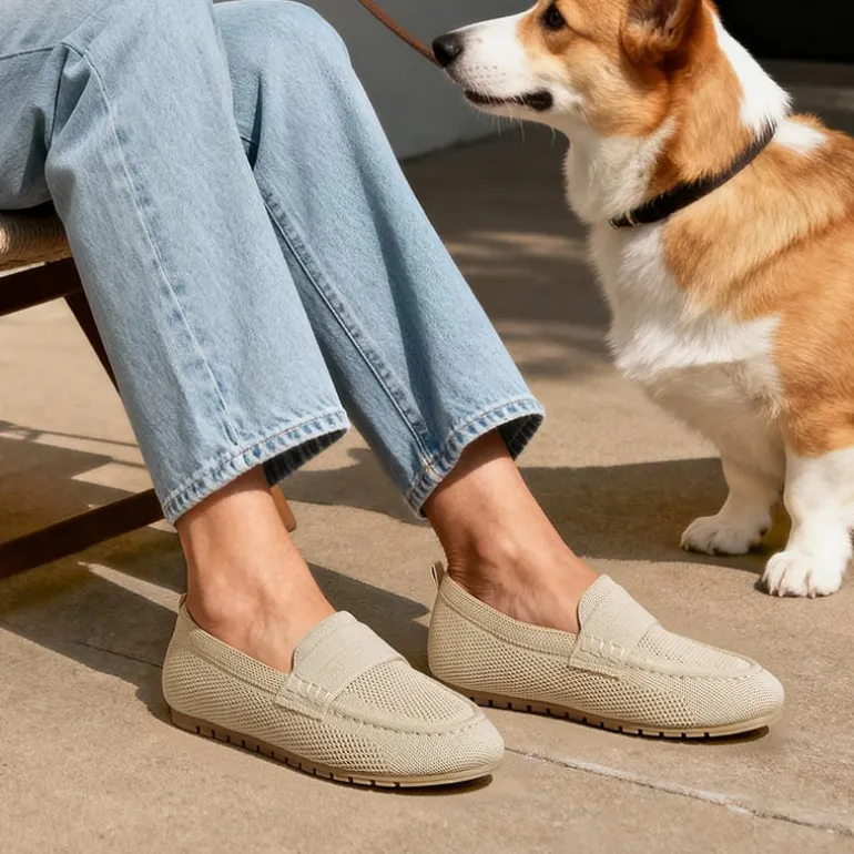 Ascenelle All-day Comfort Fashionable Slip-on Loafers Knit Edition